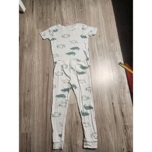 Carter's Boys 5T Crocodile Hippo Pajama Set White Green Cotton PJs